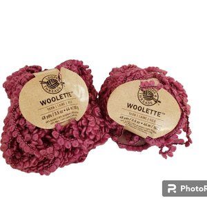 2 Skeins FUCHSIA Woolette Yarn Loops & Thread 48 Yds 3.5 oz ea Wool Blend Loopy